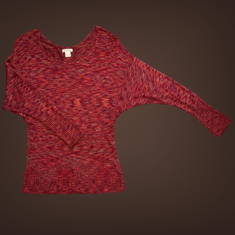 Women's Lucky Brand Sparrow Space Dye Sweater, Red, Size Large. - Picture 1 of 8